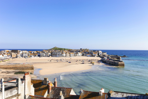 Town and harbour of St. Ives in Cornwall, England, UK