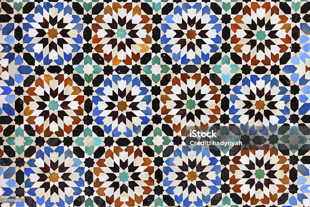 Mosaico árabe em Madrassa Ali Ben Youssef, Marrakech Marrocos - Royalty-free Efeito Texturado Foto de stock