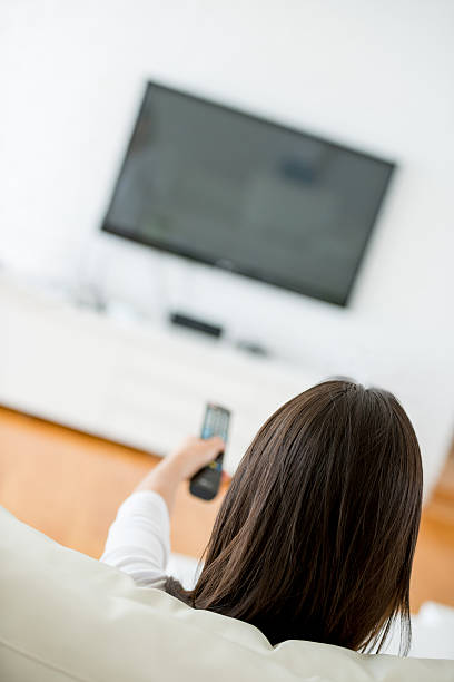istock Woman watching tv at home 470177448