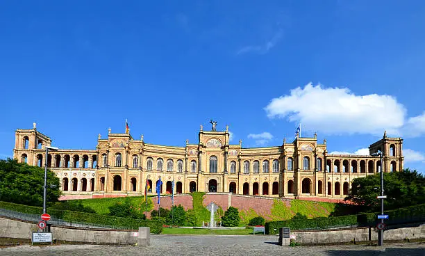 Munich, Bavaria: Maximilianeum - Facade of the Bavarian state parliament