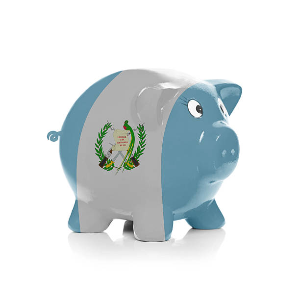 istock Piggy bank with flag coating over it - Guatemala 470181961