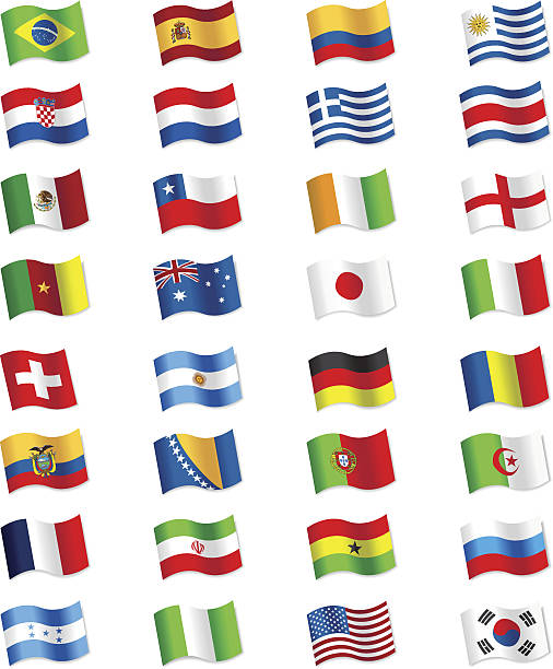 2014 年ブラジルの国旗 - 日本　スペイン点のイラスト素材／クリップアート素材／マンガ素材／アイコン素材