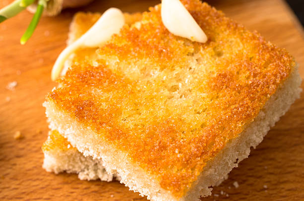 istock Snack toast grated with garlic 470185480