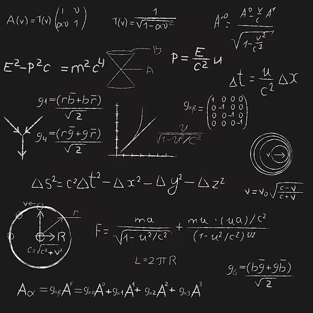 square tafel mit equations. - physics classroom teaching professor stock-grafiken, -clipart, -cartoons und -symbole