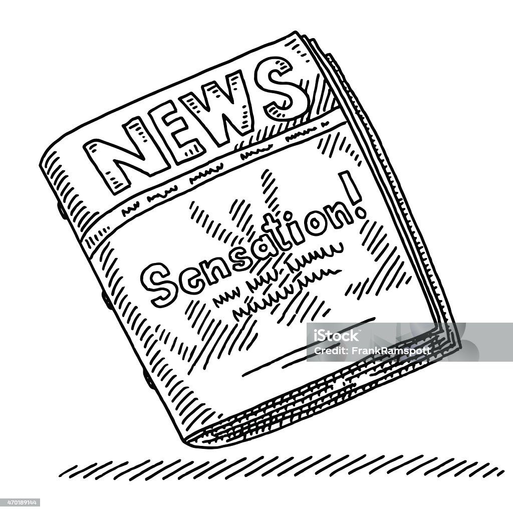 News Magazine Sensation Headline Drawing Hand-drawn vector drawing of a News Magazine containing the Headline "Sensation!". Black-and-White sketch on a transparent background (.eps-file). Included files are EPS (v10) and Hi-Res JPG. Magazine - Publication stock vector