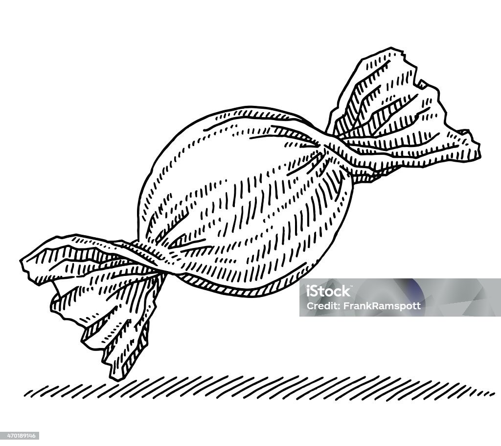 Sweet Candy Drawing Hand-drawn vector drawing of a Wrapped Sweet Candy. Black-and-White sketch on a transparent background (.eps-file). Included files are EPS (v10) and Hi-Res JPG. Candy stock vector