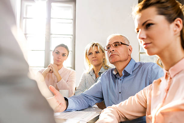 istock Group of business people discussing on a meeting. 470189672