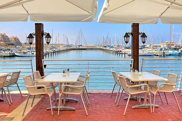 istock Outdoor restaurant on Mediterranean sea. 470190147