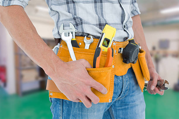 istock Composite image of cropped image of technician with tool belt 470190444