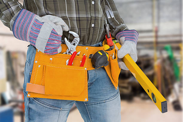 istock Composite image of handyman holding spirit level 470193092