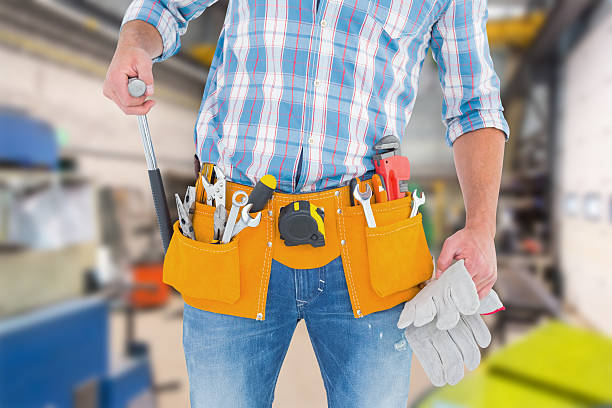 istock Composite image of midsection of handyman 470193140