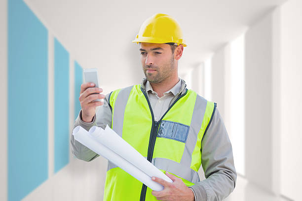 istock Composite image of architect on the phone 470193426