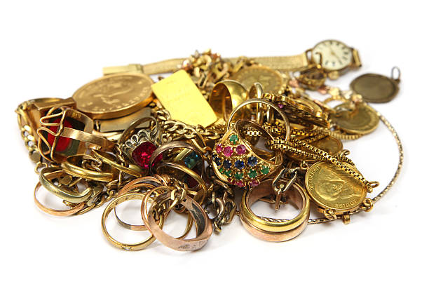 ouro - gold jewelry scrap metal old imagens e fotografias de stock