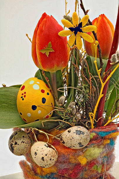istock Colorful Easter arrangement with tulips 470197249