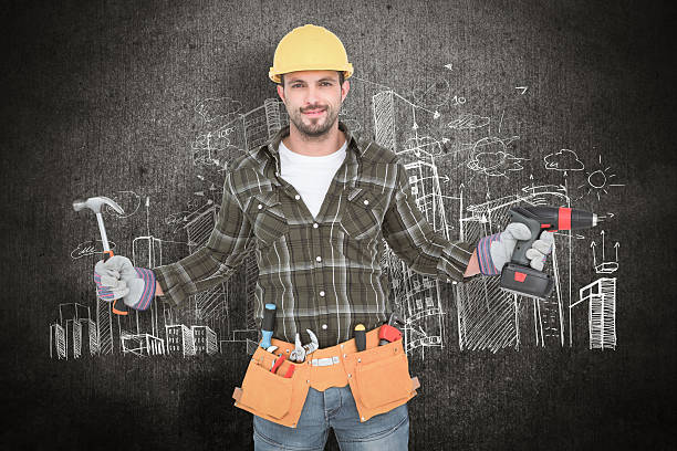 istock Composite image of handyman wearing tool belt 470197744