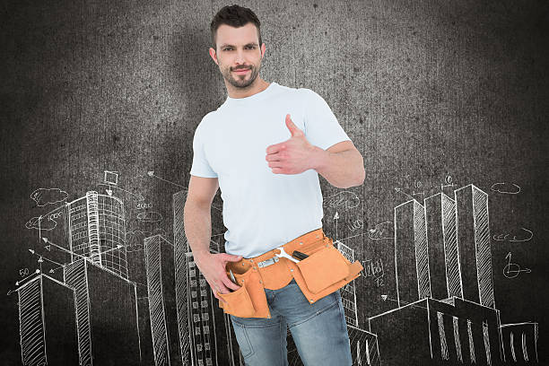 istock Composite image of handyman wearing tool belt 470197816