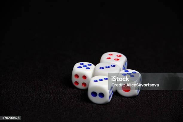Dice On The Black Background Stock Photo - Download Image Now - 2015, Casino, Chance