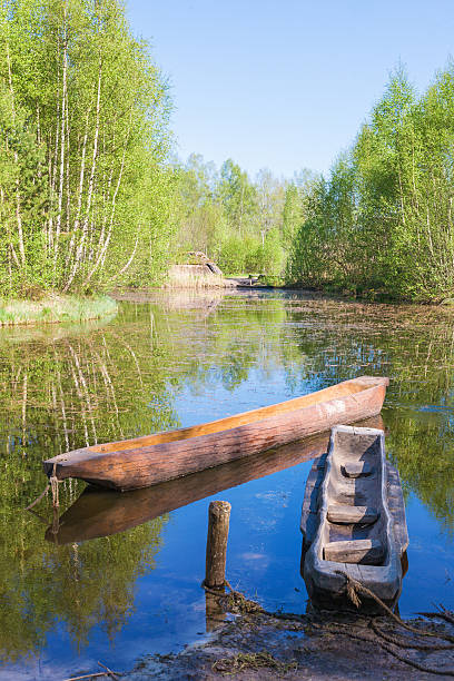 dougout canoa - logboat foto e immagini stock