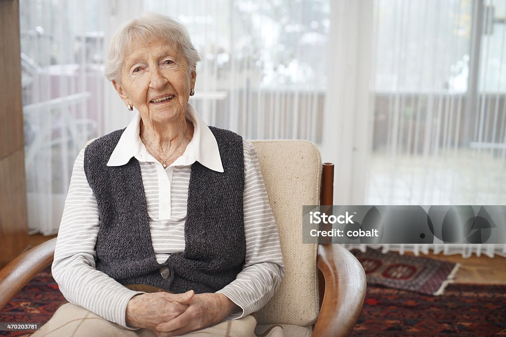 90 year old lady at home 90 year old lady at home  Senior Women Stock Photo