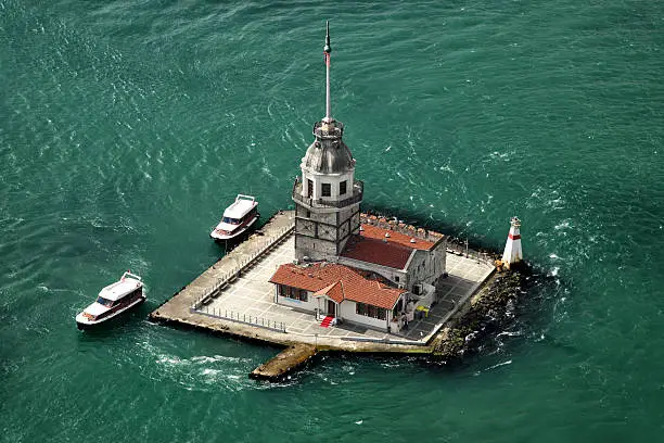 The Maiden's Tower, also known as Leander's Tower since the medieval Byzantine period, is a tower lying on a small islet located at the southern entrance of the Bosphorus strait 200 m from the coast of Üsküdar in Istanbul, Turkey.
