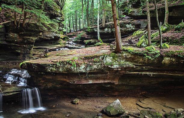 istock Old Mans Cave Waterfall In Hocking Hills 470205456
