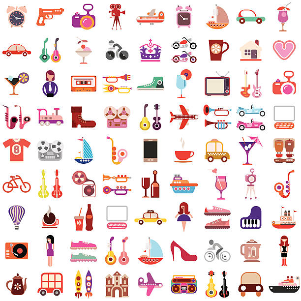 ilustraciones, imágenes clip art, dibujos animados e iconos de stock de vector iconos sobre fondo blanco - shoe single object isolated red