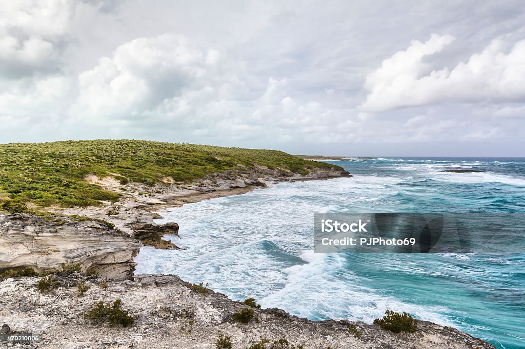 Atlantic coastline in Bahamas during cloudy day Caribbean landscape in winter time -  Atlantic coastline - Bahamas - Exuma  2015 Stock Photo