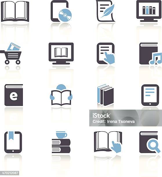 Icone Di Ebook E Letteratura - Immagini vettoriali stock e altre immagini di Manuale - Manuale, Tecnologia, Libro