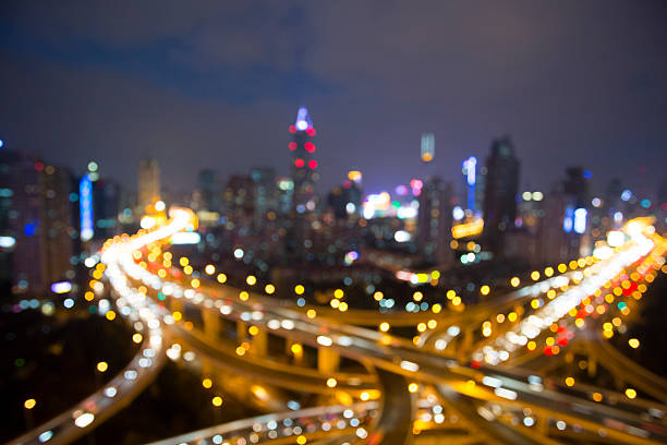 istock Blurred Defocused Lights of Heavy Traffic 470214590