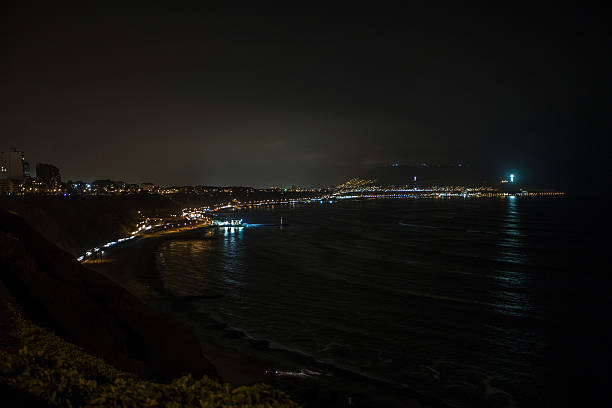 istock Night time view of the Lima coastline 470215546