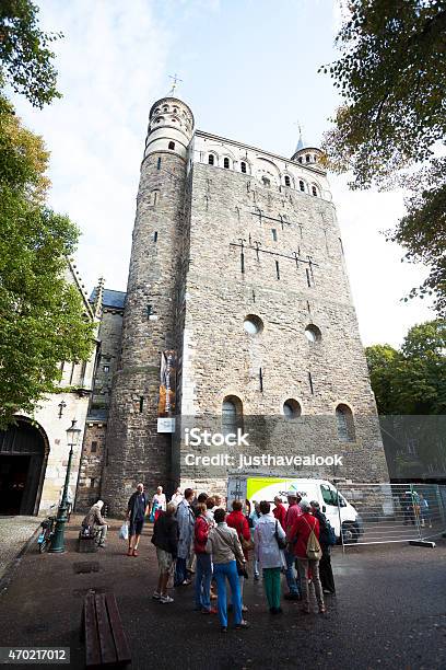 Tourists At Liebfrauenbasilika Maastricht Stock Photo - Download Image Now