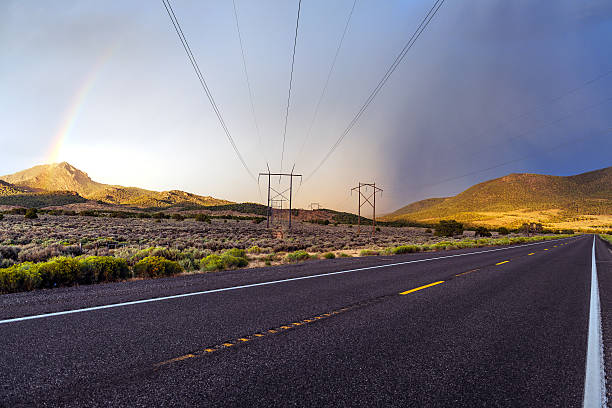 istock Rainbow Over Road 153 Towards Beaver Utah USA 470217642