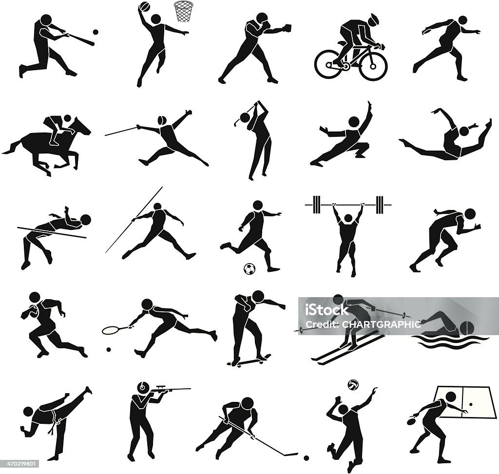 sport icon set beautiful silhouette sport icon set in white background, vector set In Silhouette stock vector