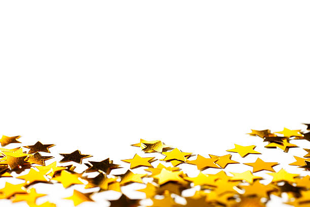 silver stars on golden glittering background