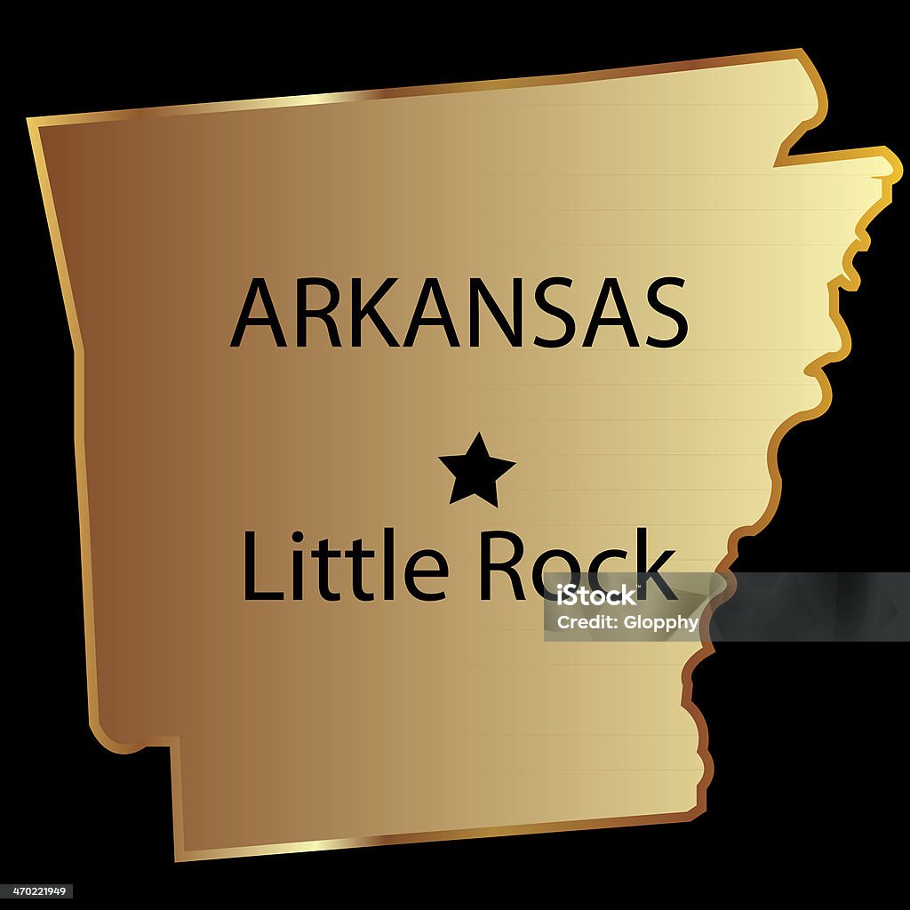 Gold Arkansas  state map Arkansas gold state map illustration Arkansas stock illustration