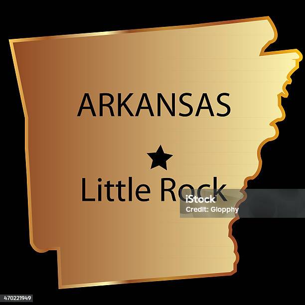 Gold Arkansas State Map Stock Illustration - Download Image Now - Arkansas, Border - Frame, Business