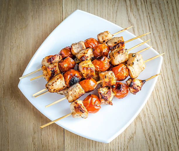 istock Grilled chicken skewers with cherry tomatoes 470228991