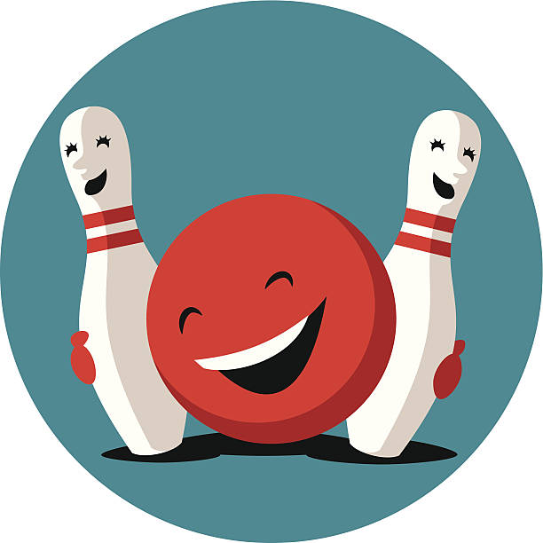 lustiger bowling ball umarmen mit niedlichen pins - bowling holding bowling ball hobbies stock-grafiken, -clipart, -cartoons und -symbole