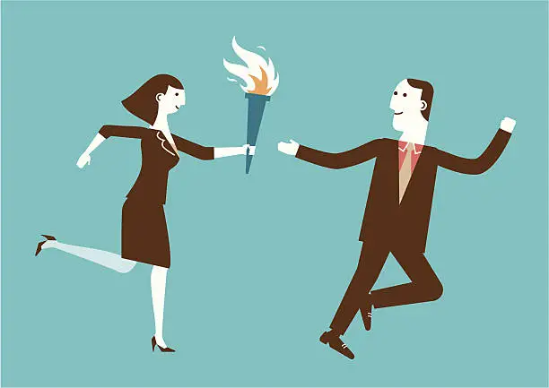 Vector illustration of Passing the Torch | New Business Concept