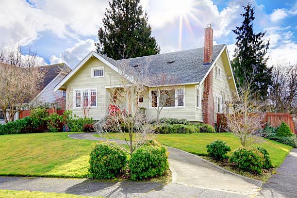 istock American yellow siding house 470230845