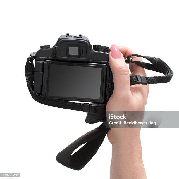 Woman Holding Slr Camera With Clipping Path Stock Photo - Download Image Now