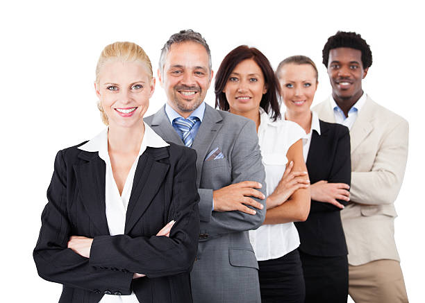 istock Businesspeople Standing Arms Crossed Over White Background 470232584