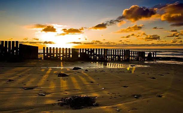 Sunset at Glen Moar Beach on the west coast of the Isle of Man