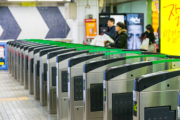 Seoul, South Korea - December 21, 2014: Local Seoulites swipe their metro cards at Gangnam Station on December 21, 2014 in Seoul, South Korea.