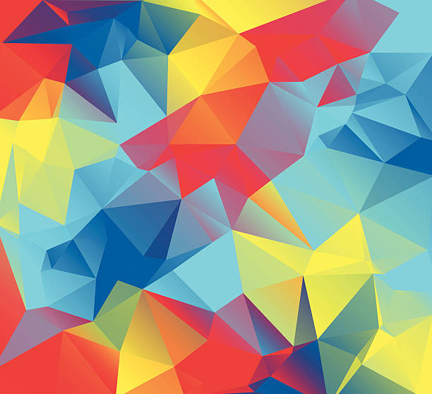 Vector Abstract Triangular Background Illustration An abstract colorful background of red, yellow, orange, and blue triangles. These are autism awareness colors. Vector EPS 10. autism stock illustrations