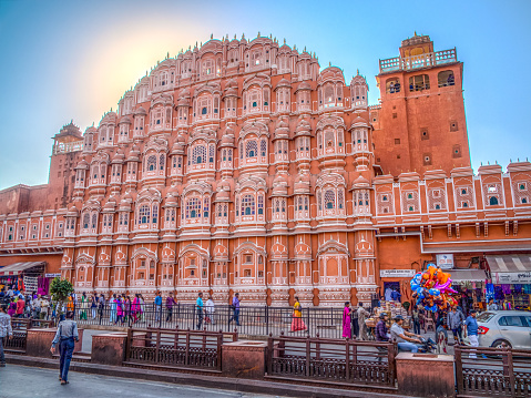 The Hawa Mahal, the palace of the wind, is Jaipur's most popular sight. From the many windows the royal family could observe the street.
