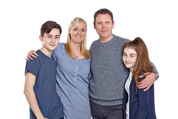 istock Beautiful caucasian family together in studio 470247656