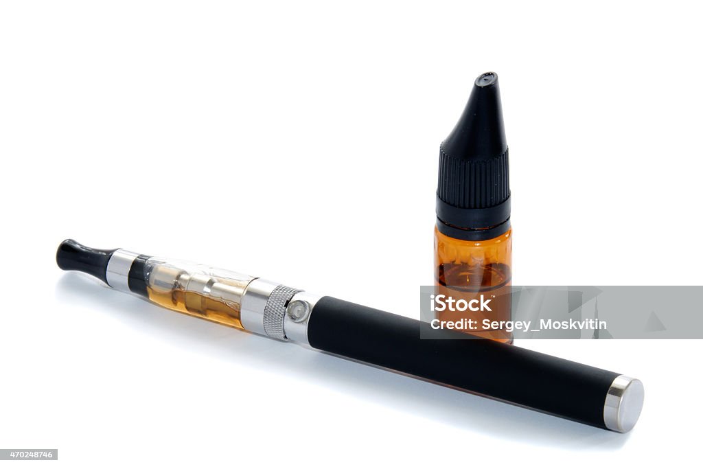 Electronic cigarette isolated on white Electronic cigarette e-cigarette isolated on white vapor 2015 Stock Photo