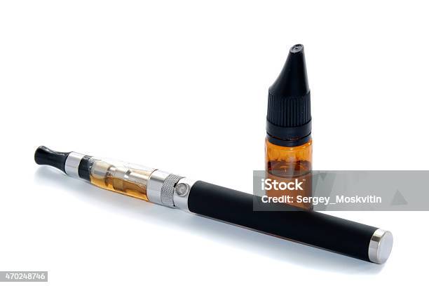 Electronic Cigarette Isolated On White Stock Photo - Download Image Now - 2015, Addiction, Battery