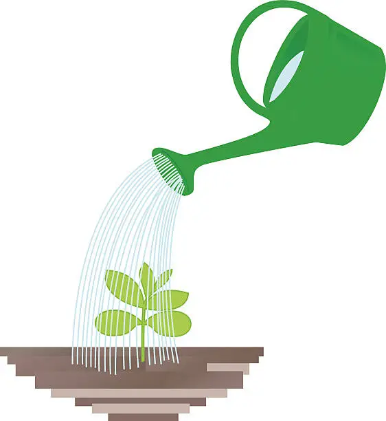 Vector illustration of plant with watering can